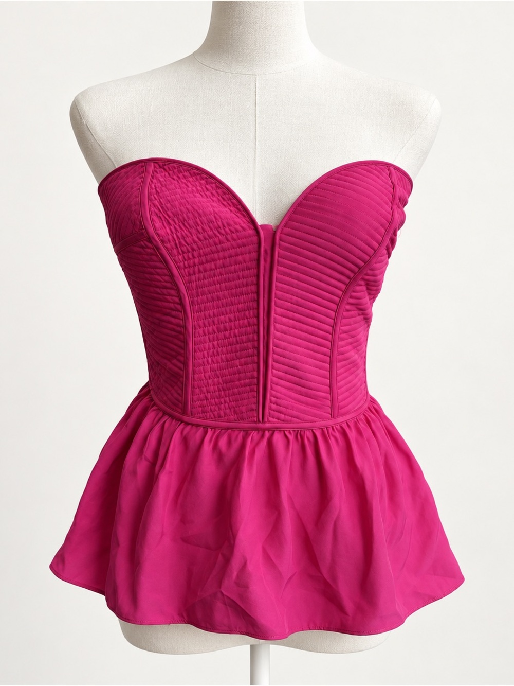 Parker 100% Silk Strapless Bustier Peplum Top Pink Women’s Small